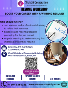 Shakthi Resume workshop Printout Flyer1